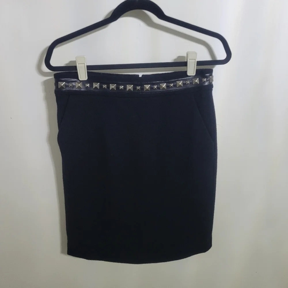 Tory Burch Wool Studded Black Skirt Size Small